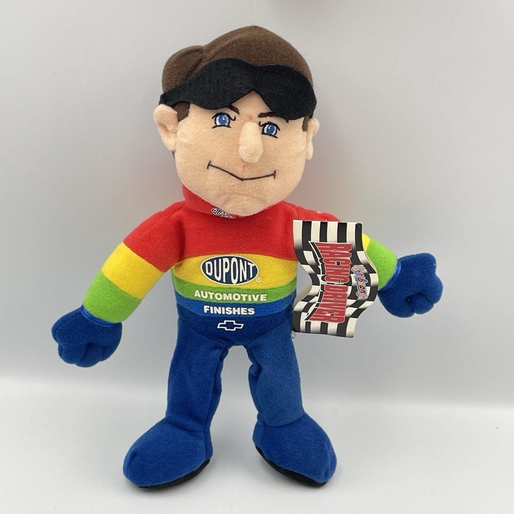 Vintage 1999 Jeff Gordon Rainbow DuPont Plush Doll 8.5" Cool Beans NASCAR